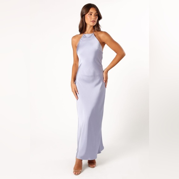 Petal & pup button low back halter satin maxi dress nwot
